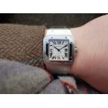 GENTLEMEN'S CARTIER SANTOS GALBEE, REF. 2823 W/ PAPERS, AUTOMATIC WRISTWATCH, square white dial with