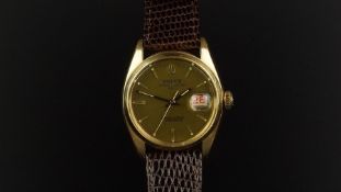 GENTLEMEN'S ROLEX OYSTER PERPETUAL DATE WRISTWATCH REF. 6534, circular dark gold dial with gold cone