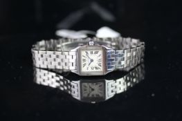 LADIES' CARTIER SANTOS DEMOISELLE, REF. 2698, BRACELET WATCH, QUARTZ WRISTWATCH, square white dial