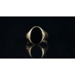 Onyx signet ring, oval cut Onyx 14x10mm, yellow gold band tested as 9ct, ring size UK M / US 6