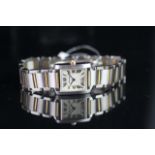 MIDSIZE CARTIER TANK FRANCAISE, REF. 2384, BI-METAL BRACELET WATCH, QUARTZ WRISTWATCH, square