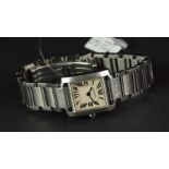 LADIES' CARTIER TANK FRANCAISE WRISTWATCH REF. 2384 W/ PAPERS, square off white dial with Roman