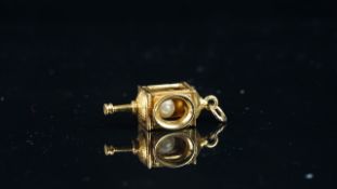 9ct yellow gold pearl set lantern charm, approximate weight 4.9 grams.