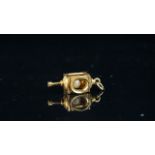 9ct yellow gold pearl set lantern charm, approximate weight 4.9 grams.