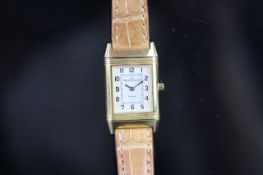 LADIES' 18K JAEGGER LE COULTRE, JLC, REVERSO CLASSIQUE LADY, REF. 260.1.86, ORIGINAL STRAP & BUCKLE,