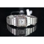 LADIES' CARTIER SANTOS GALBEE QUARTZ, BRACELET WATCH, REF. 1565, QUARTZ WRISTWATCH, square silver