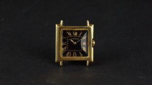 VINTAGE CARTIER 18ct GOLD WRISTWATCH CIRCA 1940's, square black dial with gold Roman numerals and