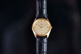 VINTAGE LONGINES AUTOMATIC, circular sail. baton hour markers, date aperture, 33mm gold plated case,