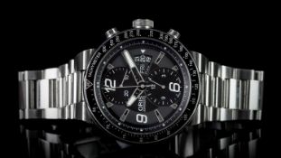 ORIS WILLIAMS F1 TEAM AUTOMATIC CHRONOGRAPH REFERENCE 7614, circular black dial, twin subsidiary