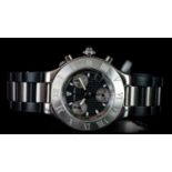 CARTIER 21 CHRONOGRAPH REFERENCE 2424, circular dial, triple register, luminous hands, stainless