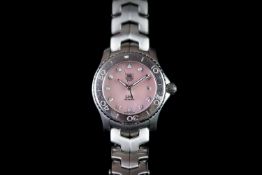 LADIES TAG HEUER LINK REFERENCE WJ131C-1, circular pink mother of pearl dial, diamond dot hour