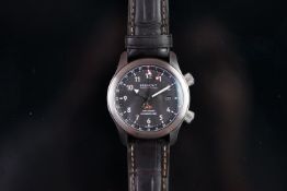 GENTLEMEN'S BREMONT MARTIN BAKER III AUTOMATIC GMT W/BOX, circular black dial, GMT hand, white