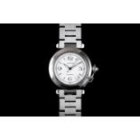 CARTIER PASHA AUTOMATIC REFERENCE 2324, circular white dial, baton and Arabic numerals, screw down