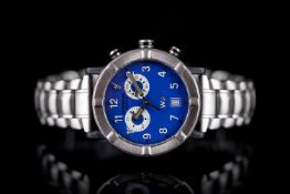 GENTLEMEN'S RAYMOND WEIL W1, circular blue dial, double register chronograph, 38mm stainless steel