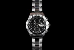 GENTLEMEN'S TAG HEUER AQUARACER AUTOMATIC CHRONOGRAPH, REFERENCE CAF2010, circular black dial,