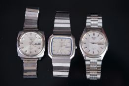 GROUP OF SEIKO 5 AUTOMATIC WRISTWATCH, one tv style day date automatic seiko 5 with a 35mm stainless