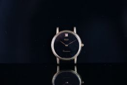 SEIKO CONNAISSEU DRESS WATCH, circular black dial, gold plated case 30mm, cabochon crown, quartz