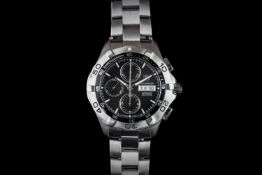 GENTLEMEN'S TAG HEUER AQUARACER 300M CHRONOGRAPH REFERENCE CAF2010, circular black dial, baton