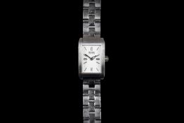 LADIES HUGO BOSS, rectangular white dial, 18mm stainless steel case and bracelet, quartz,
