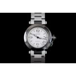 CARTIER PASHA AUTOMATIC REFERENCE 2324, circular white dial, baton and Arabic numerals, screw down