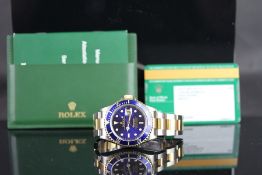 GENTLEMEN'S ROLEX OYSTER PERPETUAL SUBMARINER BI-COLOUR REFERENCE 16613 CIRCA 2006 W/ CARD, circular