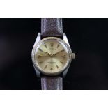 GENTLEMEN'S ROLEX OYSTER PERPETUAL STEEL AND GOLD WRISTWATCH, circular gold dial with faceted dagger