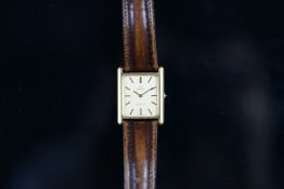 OMEGA DE VILLE, rectangular dial, baton hour markers, 24mm gold plated case, cabochon set crown,