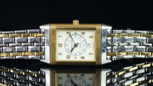 MIDSIZED JAEGER LECOULTRE, JLC, REVERSO DATE, REF. 250.5.11, CIRCA. 2000's, QUARTZ WRISTWATCH,