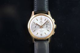 GENTLEMEN'S VINTAGE 18CT DREFFA CHRONOGRAPH, circular dial, baton hour markers, twin register