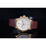 18CT EBEL 1911 CHRONOGRAPH AUTOMATIC W/BOX, circular white dial, triple register, gold Roman