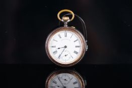 ALFRED RUSSEL AND CO POCKET WATCH, circular white dial with roman numerals and gun metal blue hands,