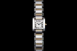 LADIES CARTIER TANK FRANCAISE REFERENCE 2300, white square dial with Roman numerals, 20mm