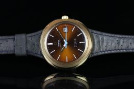 RARE VINTAGE OMEGA DE VILLE DYNAMIC AUTOMATIC, sunburst bronze dial, baton hour markers, 42mm gold