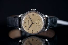 GENTLEMEN'S LONGINES CALATRAVA UNUSUAL WRISTWATCH, circular patina dial with unsual large and