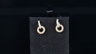 NEW OLD STOCK, Diamond set earrings, entwined hoops in rose and white gold, diamond set, 18ct,