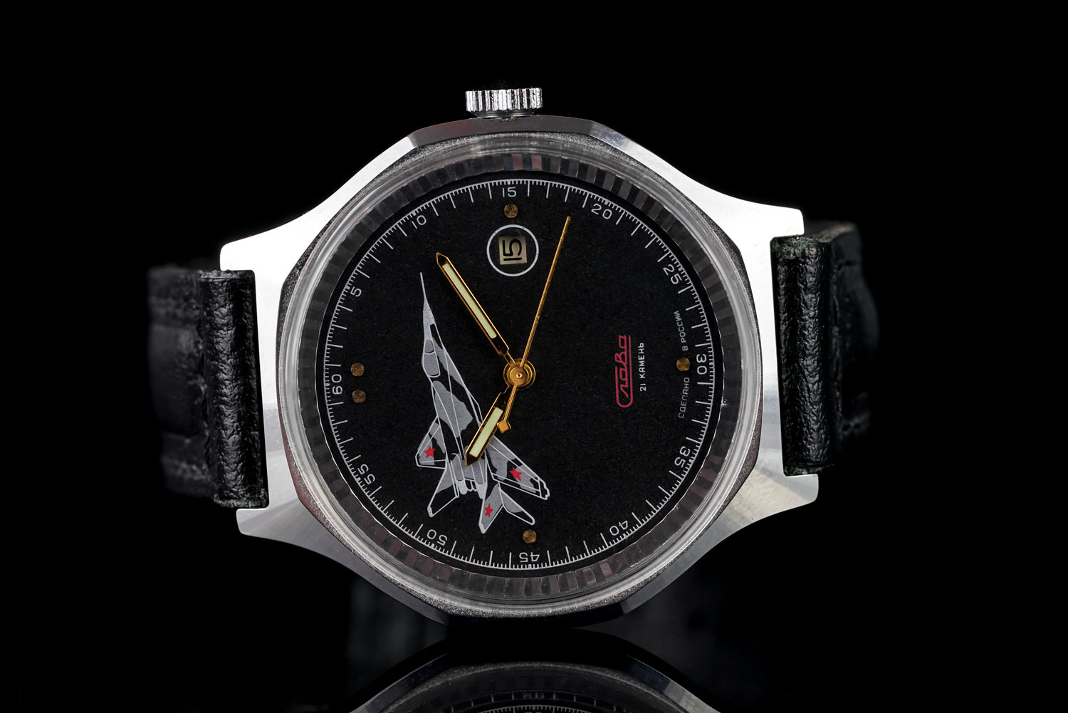 GENTLEMEN'S SLAWA MIG 29 RUSSIAN AIRFORCE CALIBRE 2416 MODEL 045, round, black dial with illuminated