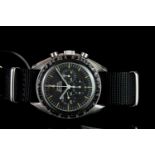 GENTLEMEN'S OMEGA SPEEDMASTER CHRONOGRAPH WRISTWATCH CIRCA 1966 REF. 105012-66, circular black