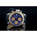 GENTLEMEN'S BREITLING CHRONOMAT C13048 SN 1 20175, round, blue dial with gold hands, gold baton