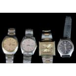 GROUP OF 4 SEIKO VINTAGE WRISTWATCHES, tv style seiko 5 with gold dial, 37 mm case, automatic