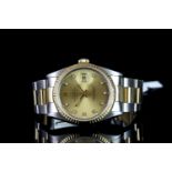 GENTLEMANS ROLEX DATEJUST MODEL 6233 SN X809264 CIRCA 1991, round , champagne dial with gold