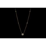 Diamond cluster necklace, 1 round brilliant cut diamond estimated 1.11ct, 4 claw set, surrounded