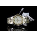 LADIES EBEL WAVE WRISTWATCH REF 183908, circular cream dial with gold roman numerals and hands, date