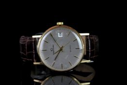 GENTLEMEN'S GARRARD QUARTZ WRISTWATCH, circular silver dial with yellow gold hour markers and hands,