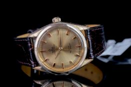 VINTAGE TUDOR OYSTER PRINCE REFERENCE 7965, circular champagne dial, block hour markers, 32mm gold