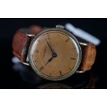 GENTLEMEN'S LONGINES VINTAGE WRISTWATCH, circular patina dial with black arabic numeral and and