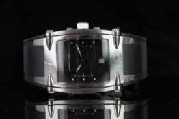 GENTLEMEN'S JORG HYSEK V-KING VK03-0498, oblong, black dial with silver hands, silver hour and white