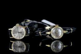 PAIR OF LADIES OMEGA LADY MATIC AND GOLD WRISTWATCHES, omega ladymatic, circular silver dial with