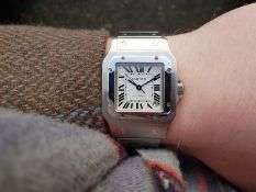 GENTLEMEN'S CARTIER SANTOS GALBEE, REF. 2823 W/ PAPERS, AUTOMATIC WRISTWATCH, square white dial with