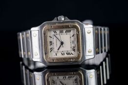 GENTLEMEN'S CARTIER SANTOS GALBEE 1566 SN BB087375, square, off white dial with blue hands, black
