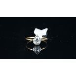 Rose cut diamond solitaire ring, pear shaped rose cut, approximately 6.8x5.6x2mm, weighing an